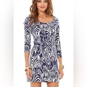 Lilly Pulitzer HTF Preston Dress Navy Entourage Zebra Size Large